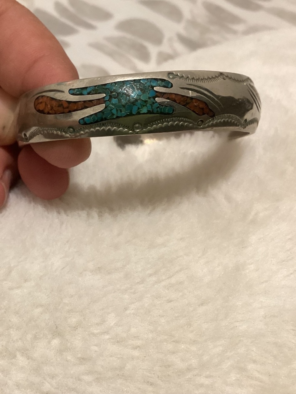 Sterling Silver Native American Bangle Cuff - Picture 2 of 4